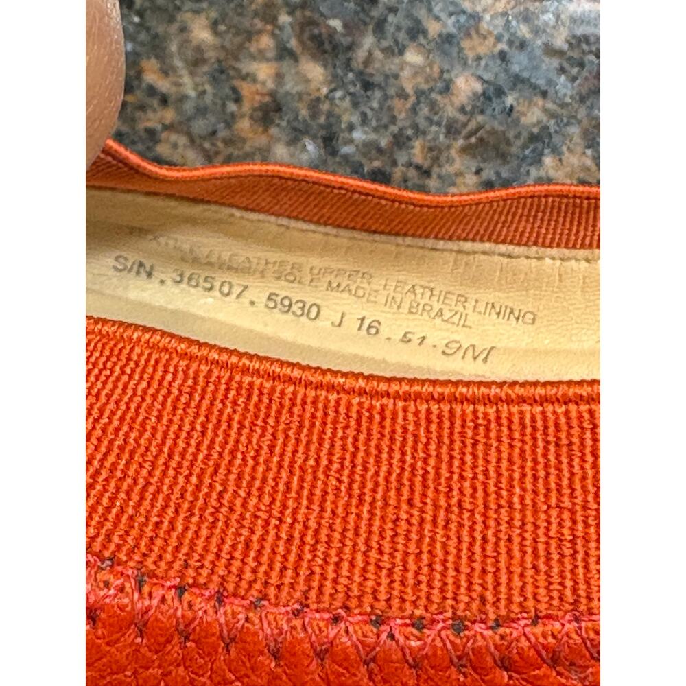 Tory Burch Women’s Orange Leather Round Toe Slip-On Ballet Flats Size 9 - Picture 6 of 16